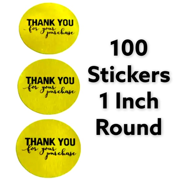 100 Thank You Stickers Pack 1” Round CLEARANCE - Picture 3 of 3